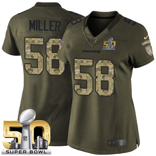 Women's Elite Von Miller Super Bowl L Nike Jersey Green - #58 Salute to Service NFL Denver Broncos